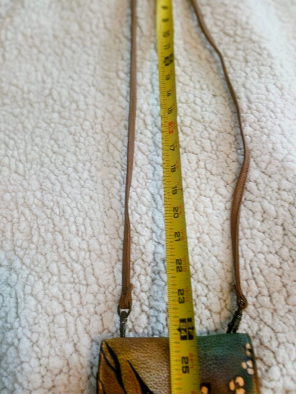 Anuschka Multicolor Peacock Feather & Floral Leather Crossbody Purse Very Good - Picture 12 of 15
